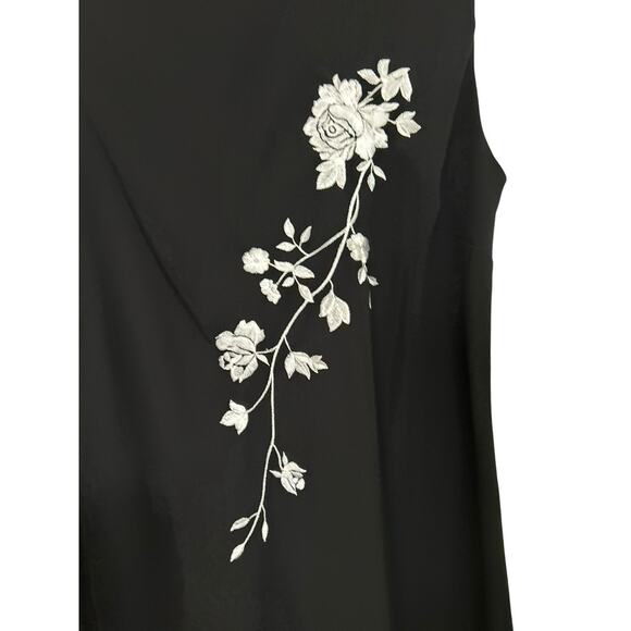 Vintage Y2k Black Floral Embroidered Sheer Ruffle Size M Fairy Grunge Whimsigoth - Picture 2 of 6